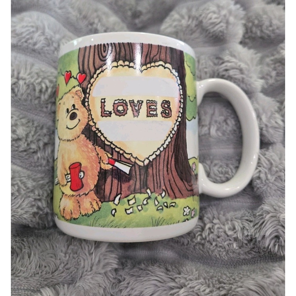 Russ "Carved LOVES" Coffee‎ Mug Cup Made in Korea EUC! VINTAGE